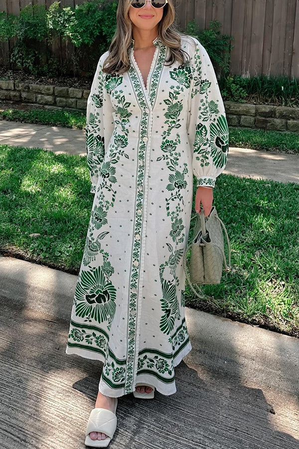 Amy | Unique Print Long Sleeve Maxi Dress