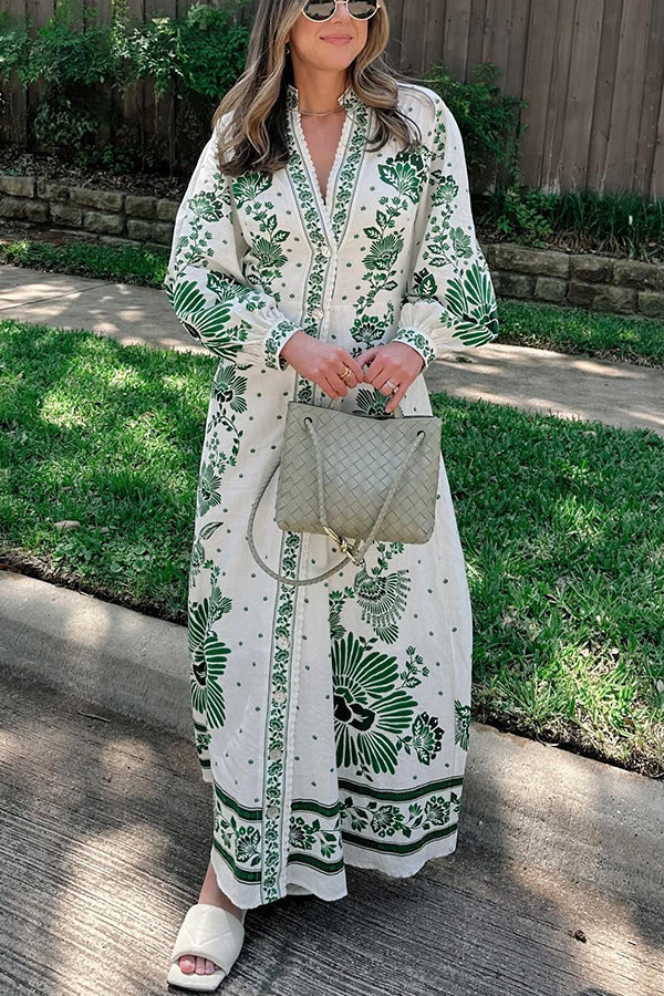 Amy | Unique Print Long Sleeve Maxi Dress