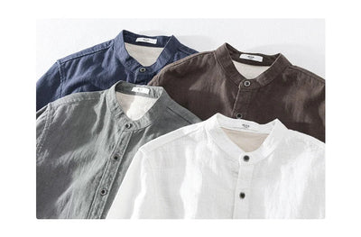 David | Round neck linen shirt