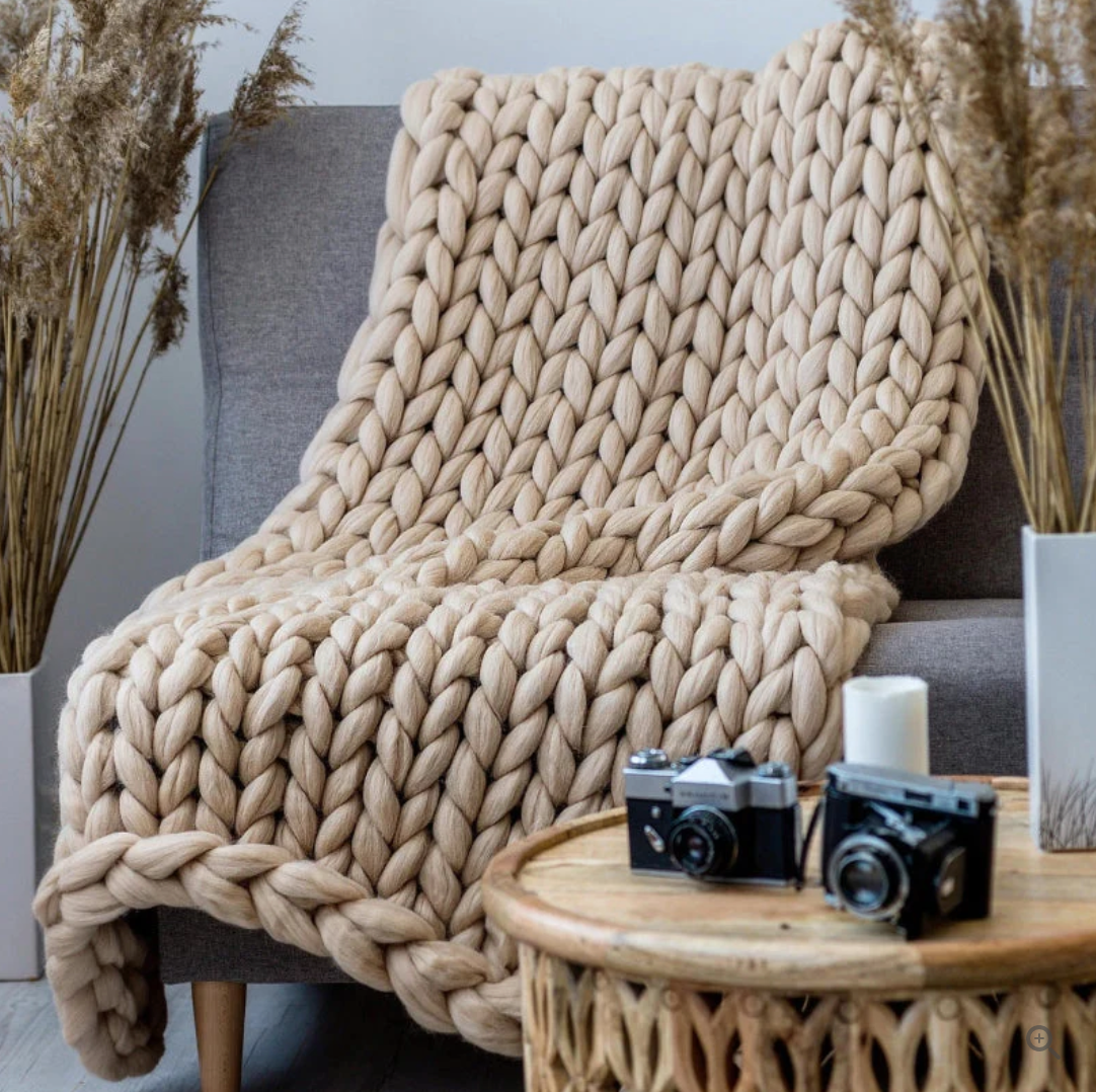 CozyCraft | Hand-knitted blanket made of merino wool