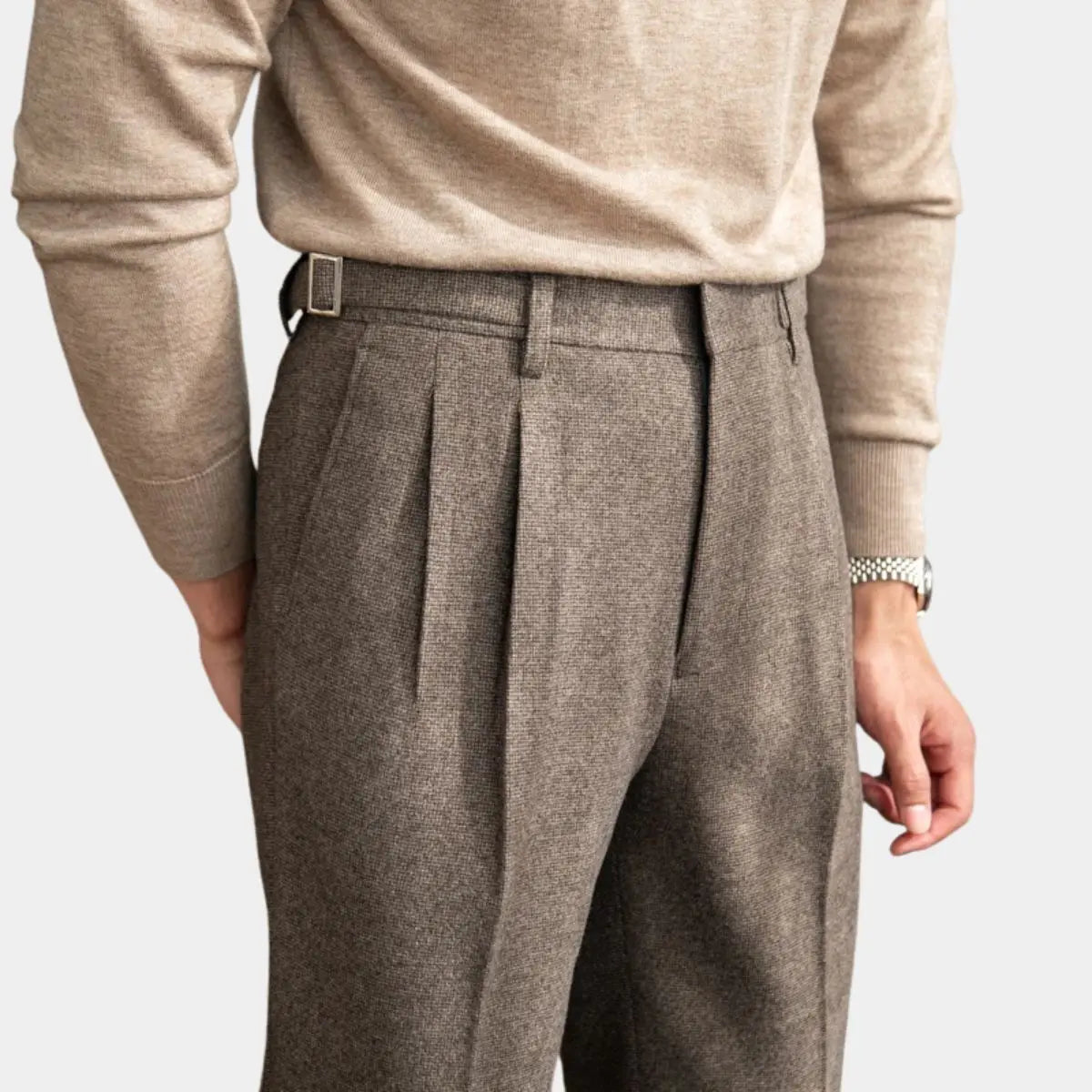 British High Waist Straight Trousers - Cross & Crown Cross & Crown