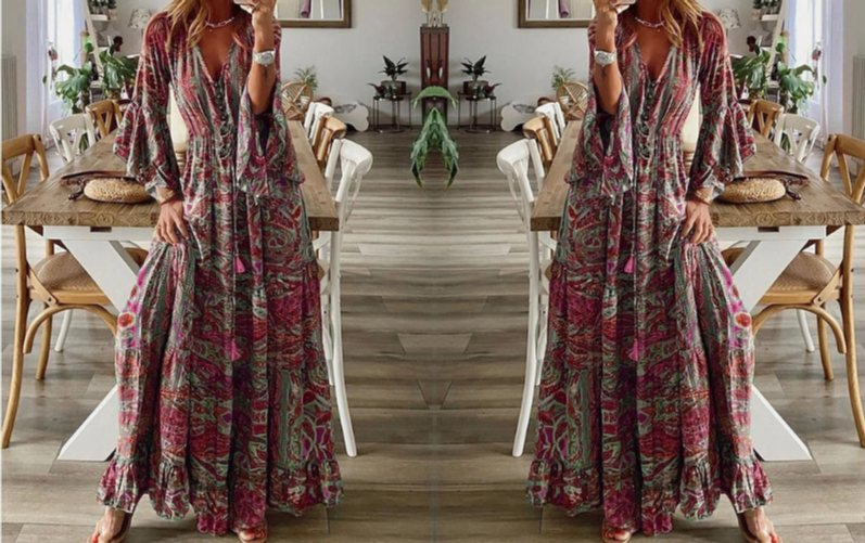 Aria | Maxi Dress with Extended Sleeves