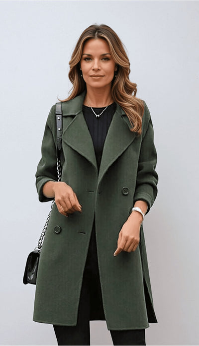 Vorina Luxury FashionClassic Wool Blend Double - Breasted CoatWomen Jacket