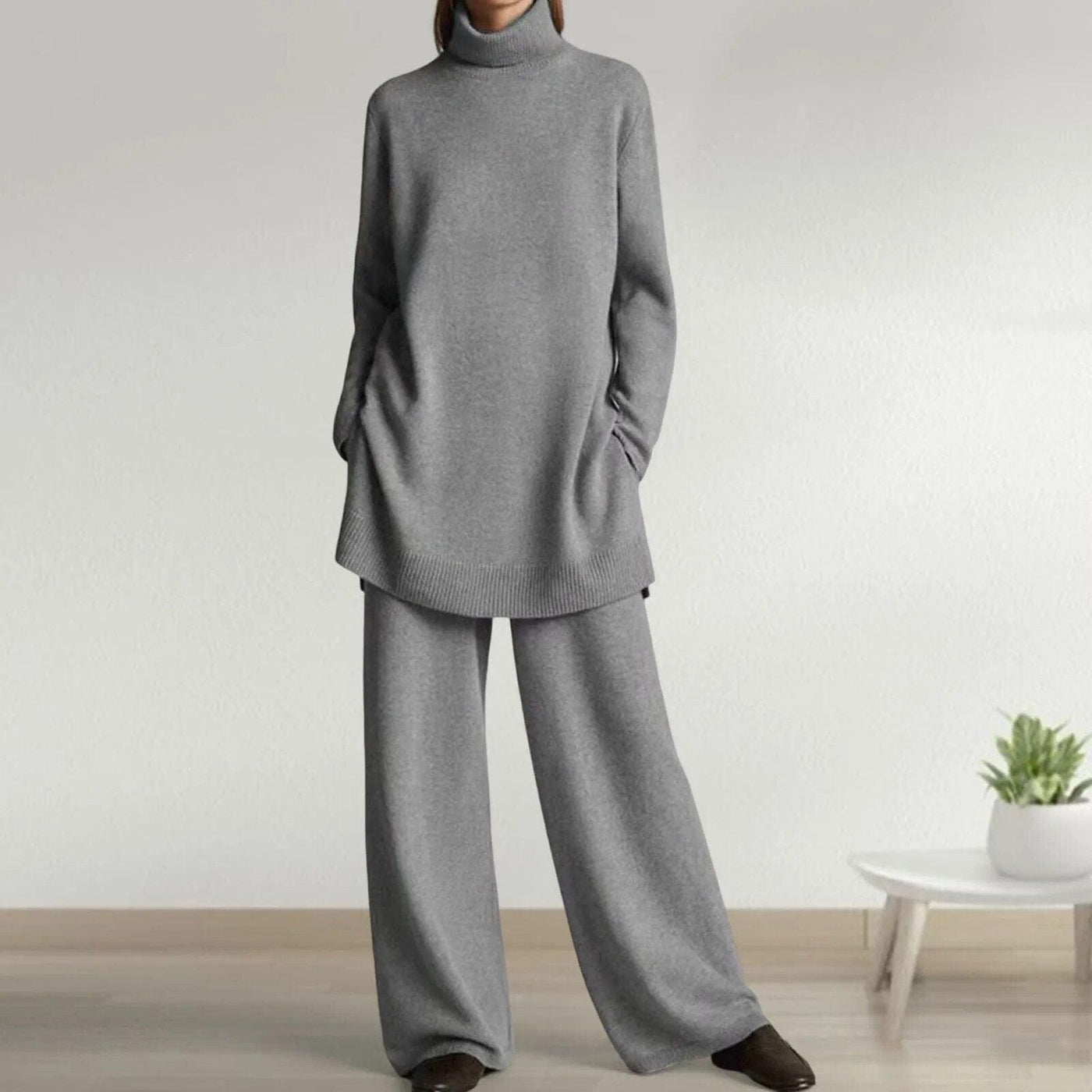 Ayla | Turtleneck Sweater with Wide Leg Pant Set