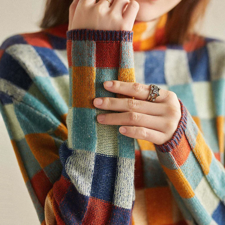 Charlotte | Colorful Patchwork Turtleneck Sweater