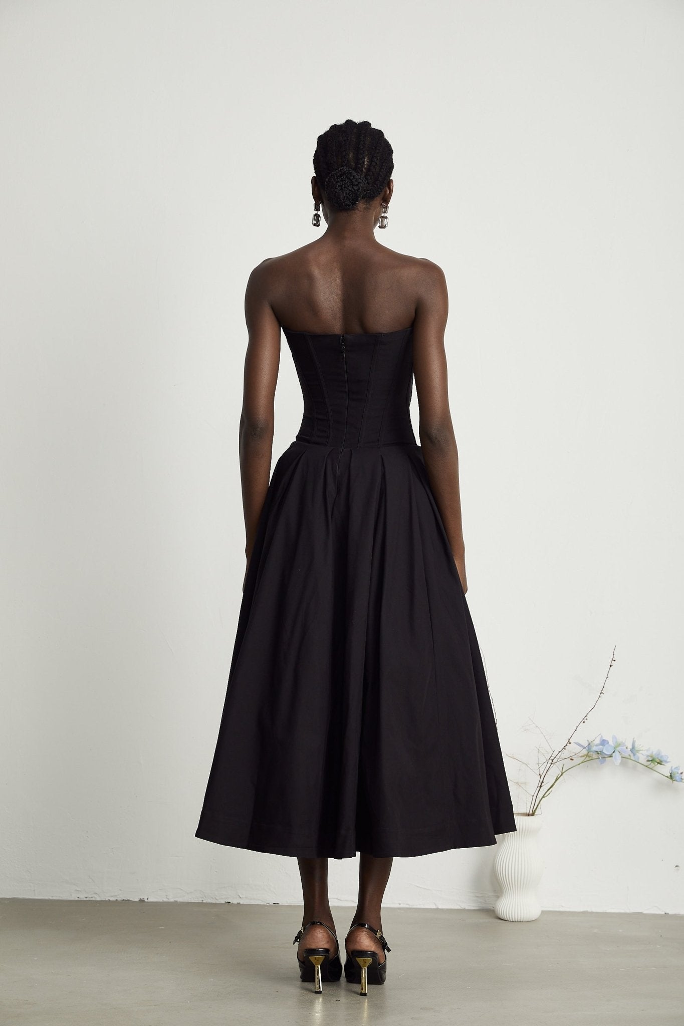 Lena | Black Midi Dress