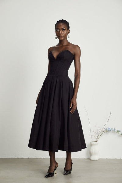 Lena | Black Midi Dress