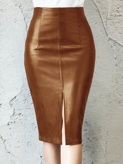 Paige | Split and High Waist Leather Skirt